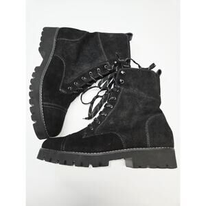 Donald Pliner 7.5M Womans Ease Wax‎ Black Suede Lace Up Casual EUC CLEAN